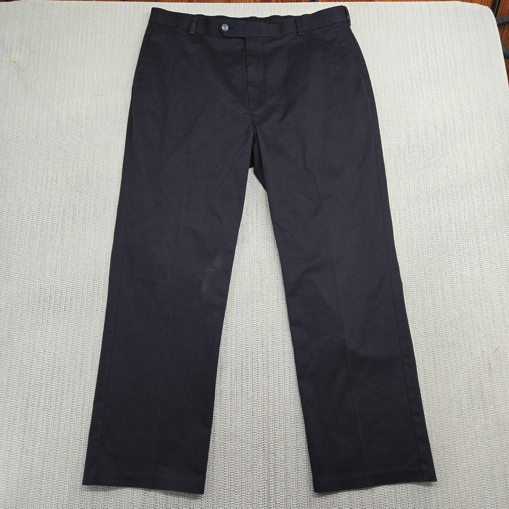 Roundtree & Yorke Pants Mens 36x29 Black Stretch Flat Front Casual Cotton Blend